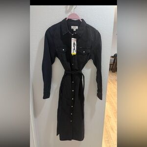 Wrangler NWT Black Denim Midi Dress Size Small